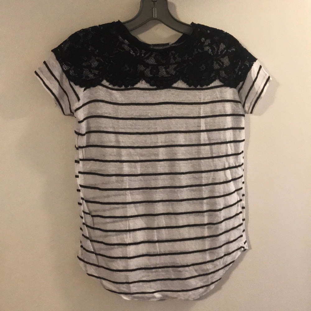 Zara striped tee with lace detail